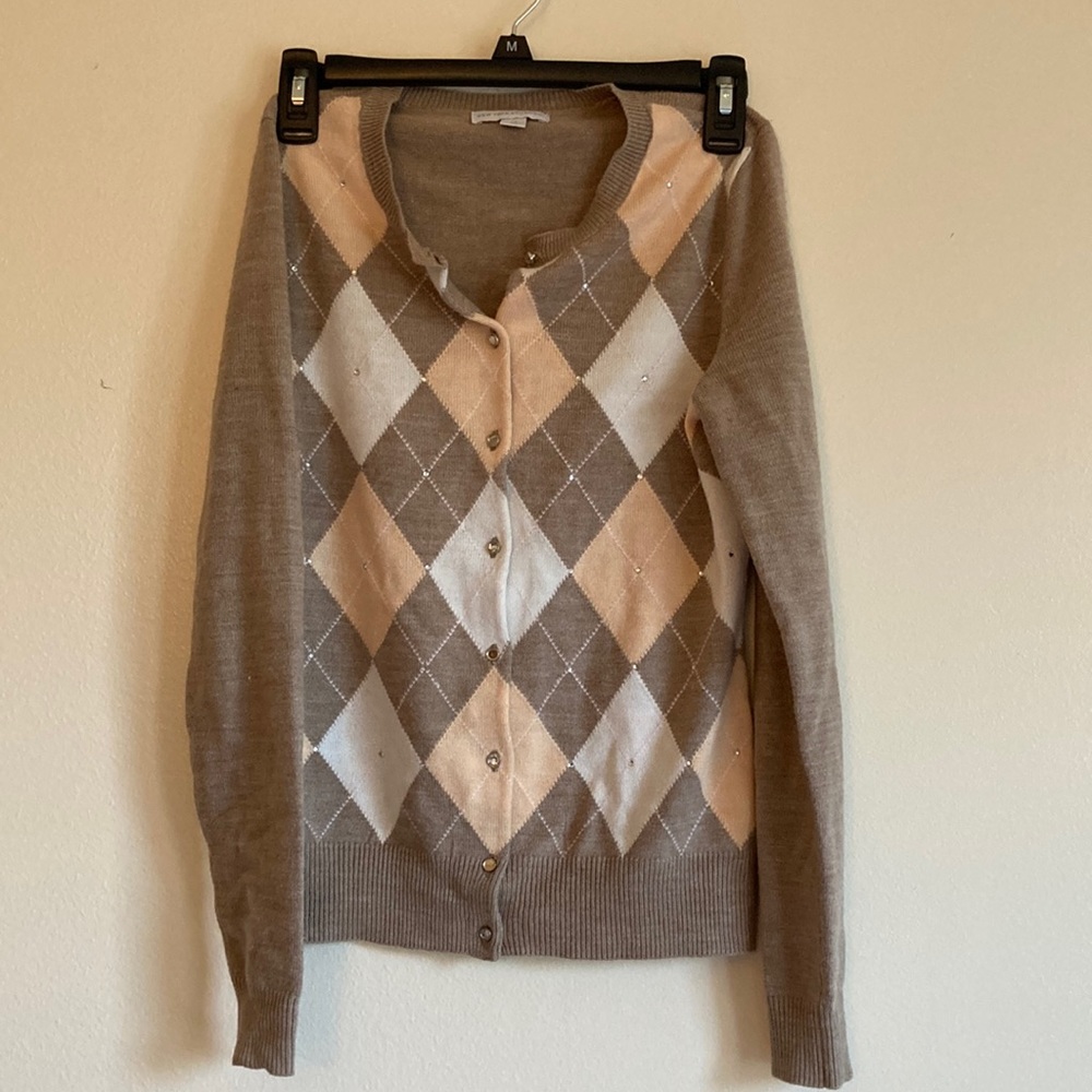 New York and Company button front argyle sweater
